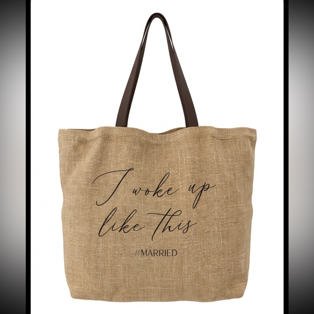 Burlap Tote Bag with Handles #MARRIED